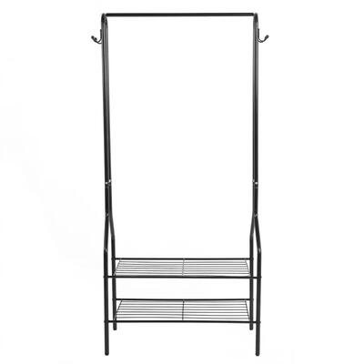

Greensen 2-Tier Coat Rack Organizer Multi-Purpose Shoe Storage Stand with Top Rod 4 Hooks