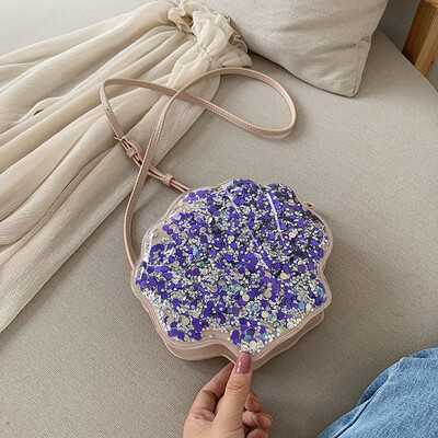

Ins girls on the new fashion sequins shell womens bag 2019 new bag Korean version of the small bag slanted bag tide
