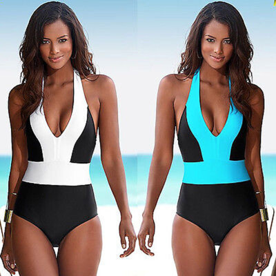 

Sexy One Piece Swimsuit Bandage For Women Solid White&Blue One shoulder Cut Out Monokini Swimwear Bathing Suit bodysuit