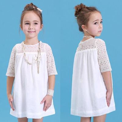 

New Baby Girls Princess White Lace Flower Party Dress Gown Formal Dresses 2-8Y