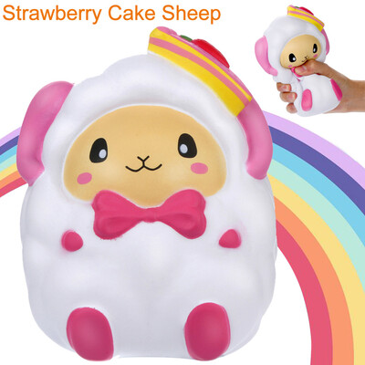 

Gotoamei Squishies Cartoon Strawberry Sheep Slow Rising Cream Scented Stress Relief Toys