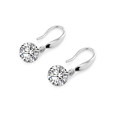 

Women Copper Ear Hook Zircon Round Drop Earrings