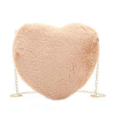 

Solid Color Love Heart Clutch Women Shoulder Messenger Plush Casual Bags