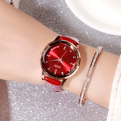 

High-end atmospheric rose gold student trend quartz watch rhinestone belt personality female watch