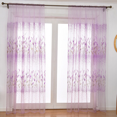 

Gobestart Leaves Sheer Curtain Tulle Window Treatment Voile Drape Valance 1 Panel Fabric