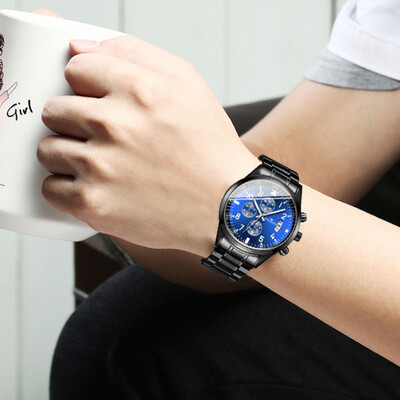 

Gobestart FNGEEN Men Luxury Casual Watch Quartz Stainless Steel Waterproof Calendar Watch