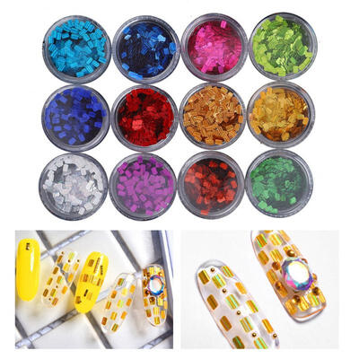 

Greensen 12 Colors Nail Art Square Sequins Glitter Shine Powder Manicure Decoration