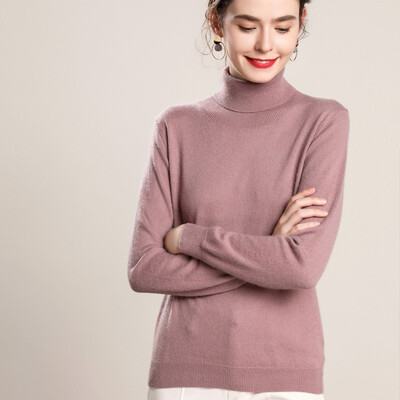 

QIANMUCHUN Womens High Lapel Cashmere Sweater Comfort Soft 5782