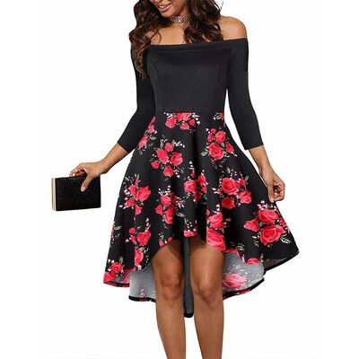 

Women Floral Summer Casual Off-Shoulder Party Evening Cocktail Swing Short Dress