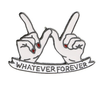 

Cartoon Gesture Hand WHATEVER FOREVER Brooch Best Friends Friendship Pin Buckle Denim Shirt Collar Lapel Pin Badge