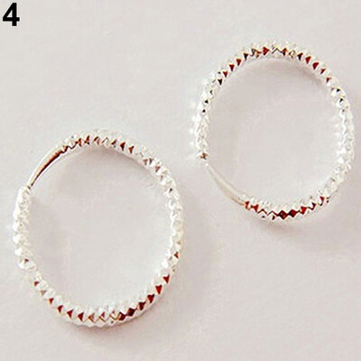 

1 Pair Simple Shiny Smooth Small Wave Big Wave Hoop Snap Closure Circle Earrings
