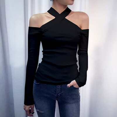 

Starmoon Women Sexy Fashion Halter Slash Neck Long Sleeve T-shirt Blouse