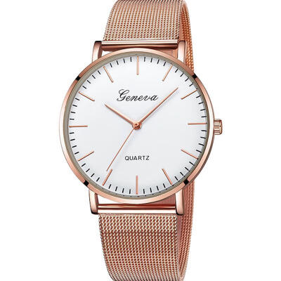 

Relogio Feminino Geneva Women Watches Luxury Mesh Band Stainless Steel Analog Quartz Wristwatch Woman Lady Rose Gold Watch