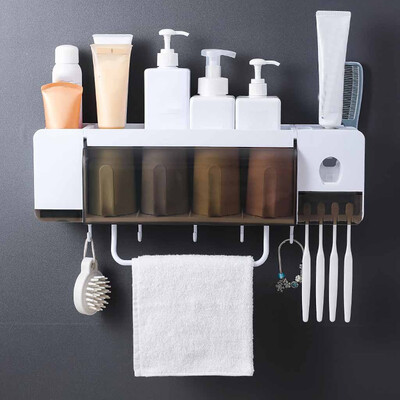 

Toponeto Toothbrush Holder Toothpaste Dispenser Multifunction Bathroom Toothbrush Holder