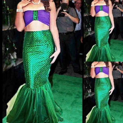 

Women Girls Mermaid Dress Cosplay Costume Carnival Party Tail Maxi Skirt Crop
