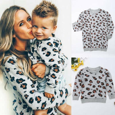 

Mother & Daughter Family Matching Women Girl Leopard Print Tops Clothes Outfits
