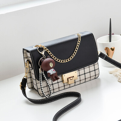 

On the new small bag womens fashion ins ultra-hot bag slung striped check Joker Mori single shoulder