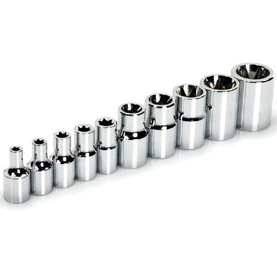 

E Torx Star Socket Set 14-Inch&38-Inch Drive CR-V Steel E4-E18 10-Sockets