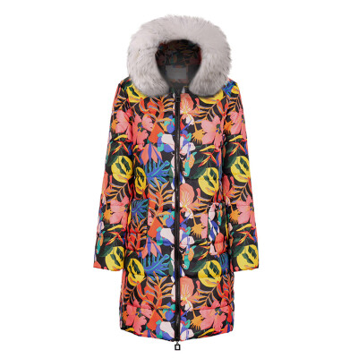 

Toponeto Womens Winter Print Long Down Cotton Ladies Hooded Coat Quilted Jacket Outwear