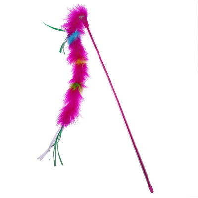 

Cute Funny Colorful Feather Tease Cats Dangle Rods Playing Pet Toys