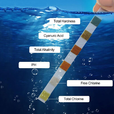 

6 In1 Swimming Pool SPA Test Strips Chlorine pH Alkalinity Water Hardness 50Pcs