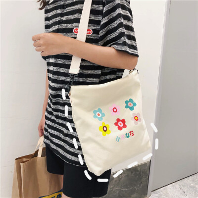 

Ins Summer Canvas Bag Girls Slant Bag Guyu Feeling Girls College StudentsClass Korean Edition One-shoulder Hand-held Canvas Bag