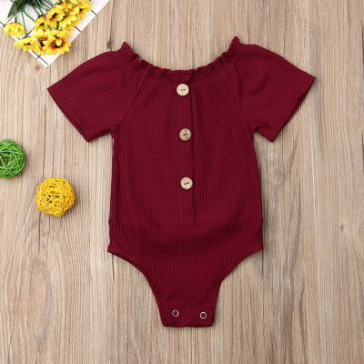 

Infant Baby Kids Girls Solid Ruched Romper Sunsuit Bodysuit Casual Clothes