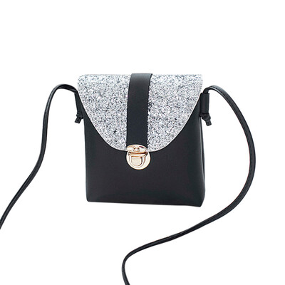 

Tailored Women Fashion Solid Color Lock Sequins Crossbody Bag Shoulder Bag Black