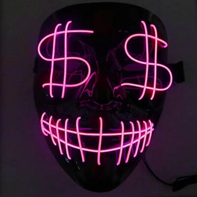 

Halloween Scary Mask Cosplay LED Costume Frightening Glowing EL Wire Light Up Mask For Festival Party Drop ship