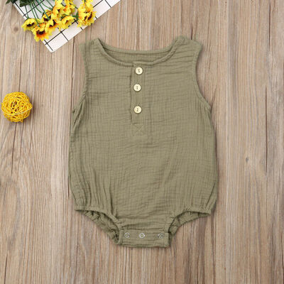

AU Newborn Kids Baby Boy Girl Sleeveless Romper Solid Jumpsuit Bodysuit Clothes
