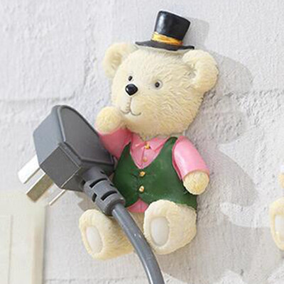 

Cartoon Bear Resin Adhesive Plug Socket Holder Storage Hook Home Wall Decor