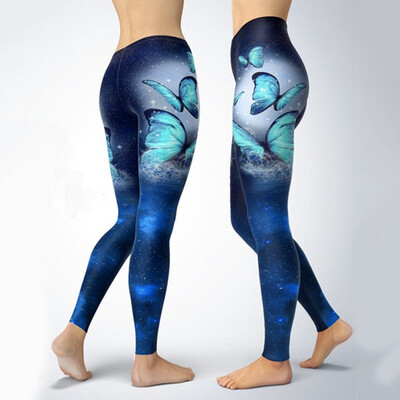 

Tailored Butterfly Printing Casual Leggings Women Yoga High Waist Pants Leggings