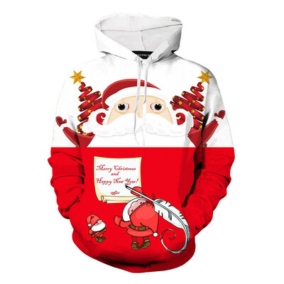 

goldstrings Merry Christmas Pullover Hoodie Funny Christmas Santa Snowman Digital Long Sleeve Sweatshirts