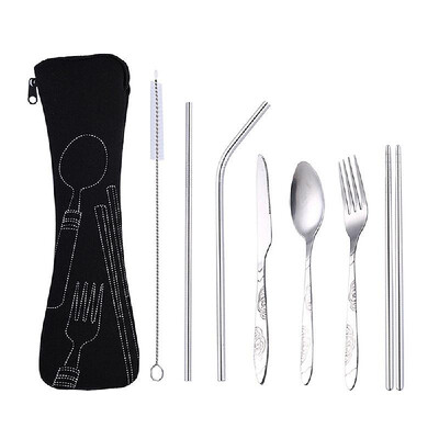 

Stainless Steel Fork Spoon Chopsticks Dinnerware Kit Travel Ourdoor Camping Cutlery Tools Portable Tableware Set
