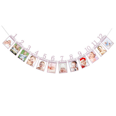 

FUNNYBUNNY 1st Birthday Glitter Decorations Monthly Milestone Photo banner for Newborn to 1-12 months Baby Shower Gift