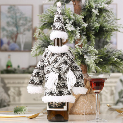 

Christmas Table Decoration Santa Claus Red Wine Bottle Cover Red Wine Knitting Bag
