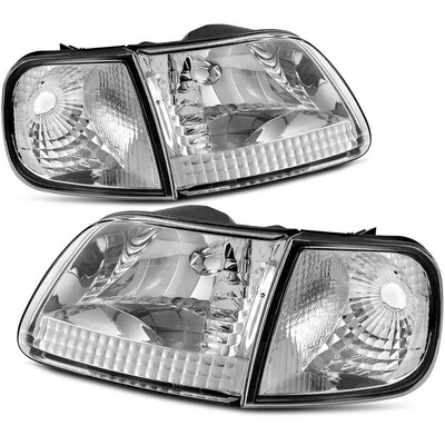 

For 1997-2003 Ford F-150 1997-2002 Ford Expedition Pickup Headlight Assembly with Corner Light Chrome Housing