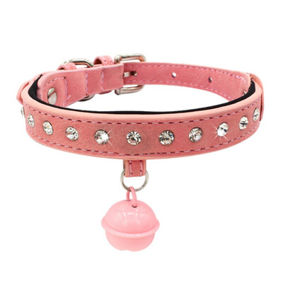 

Pet Dog PU Leather Diamond Collar Breakaway Necklace Kitten Rhinestone For Leash Pet Dogs Collar Accessories