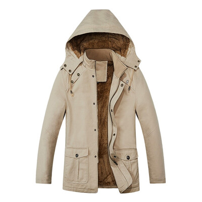 

Toponeto Mens Autumn Winter Casual Hooded Pure Color Jacket Button Outwear Coat Tops