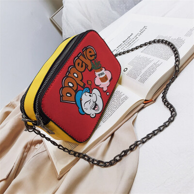 

Qiao Bani 2019 new Korean chic fashion printing cartoon cute small square bag shoulder diagonal trend handbags