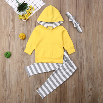 

3Pcs Toddler Infant Baby Girls Hooded TopsPants Leggings Headband 3pcs Clothes