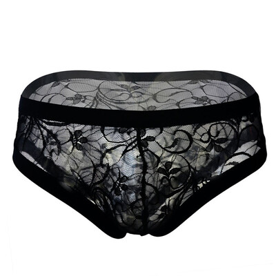 

Tailored Mens Sexy Underwear Lace Transparent Mesh Low Waist Boyshort
