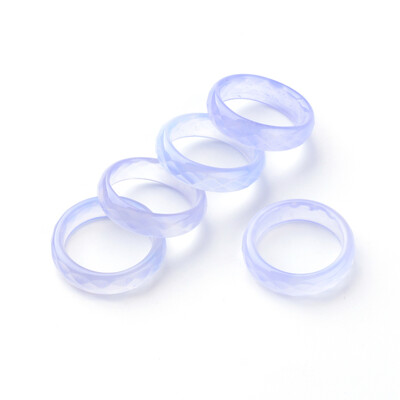 

Natural Agate Finger Ring Wide Band Ring Dyed Faceted Lilac 1718mm