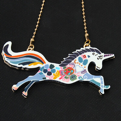 

LIANGchueng Enamel Alloy Coloured Unicorn Necklace Pendant Jewelry For Women Kids Gifts