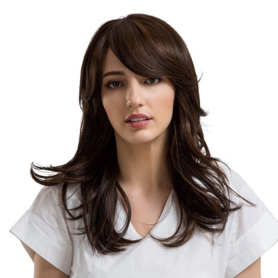 

〖Follure〗Ladies Daily Color Mixing Side Parting Long Curly Hair Wigs with Bangs