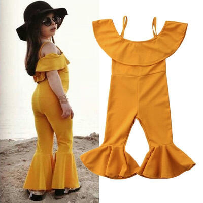 

Kids Baby Girls Romper Jumpsuits Bodysuit Wide Leg Pants Trousers Outfit Clothes