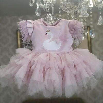 

Newborn Kids Baby Girls Swan Party Pageant Princess Bridesmaid Gown Tulle Dress