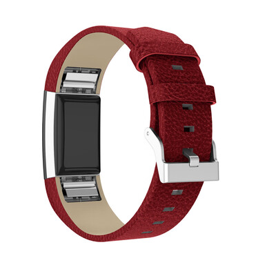 

〖Follure〗Shiny Leather Wristband With Metal Connectors For Fitbit Charge 2