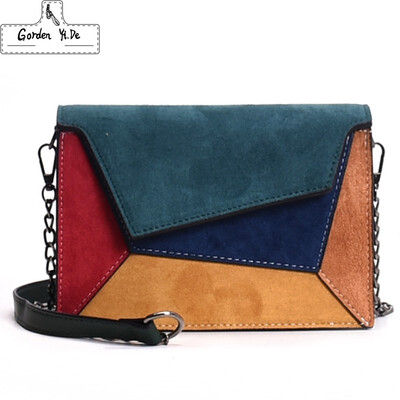 

2019 New High Quality Leather Patchwork Women Messenger Bag Female Chain Strap Shoulder Bag Small Criss-Cross Ladies Flap Bag