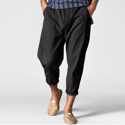 

Tailored Mens Summer New Style Simple And Fashionable Pure Cotton And Linen Trousers